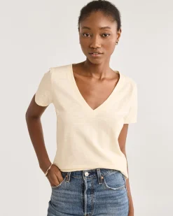 Pendleton WOMEN'S SHORT-SLEEVE COTTON SLUB TEE ANTIQUE WHITE Hot