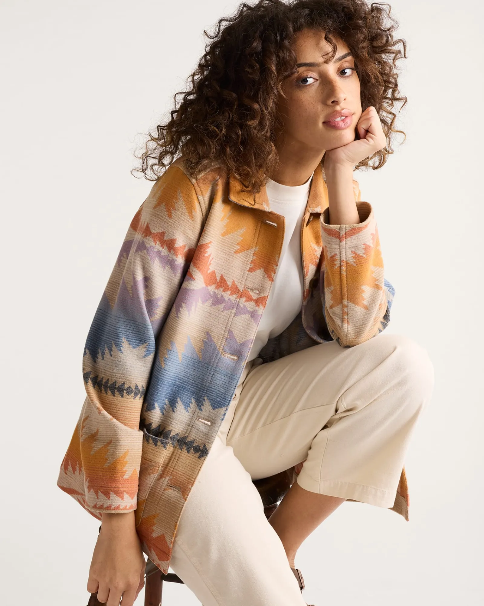 Pendleton WOMEN'S SUNSET PASS WOOL COAT ORANGE MULTI Outlet