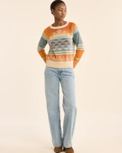 Pendleton WOMEN'S SUNSET RAGLAN COTTON SWEATER RUST/BLUE MULTI Outlet