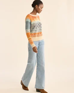Pendleton WOMEN'S SUNSET RAGLAN COTTON SWEATER RUST/BLUE MULTI Outlet