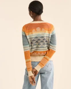 Pendleton WOMEN'S SUNSET RAGLAN COTTON SWEATER RUST/BLUE MULTI Outlet