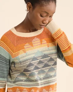Pendleton WOMEN'S SUNSET RAGLAN COTTON SWEATER RUST/BLUE MULTI Outlet