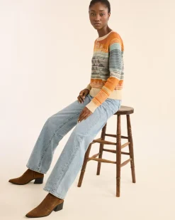 Pendleton WOMEN'S SUNSET RAGLAN COTTON SWEATER RUST/BLUE MULTI Outlet