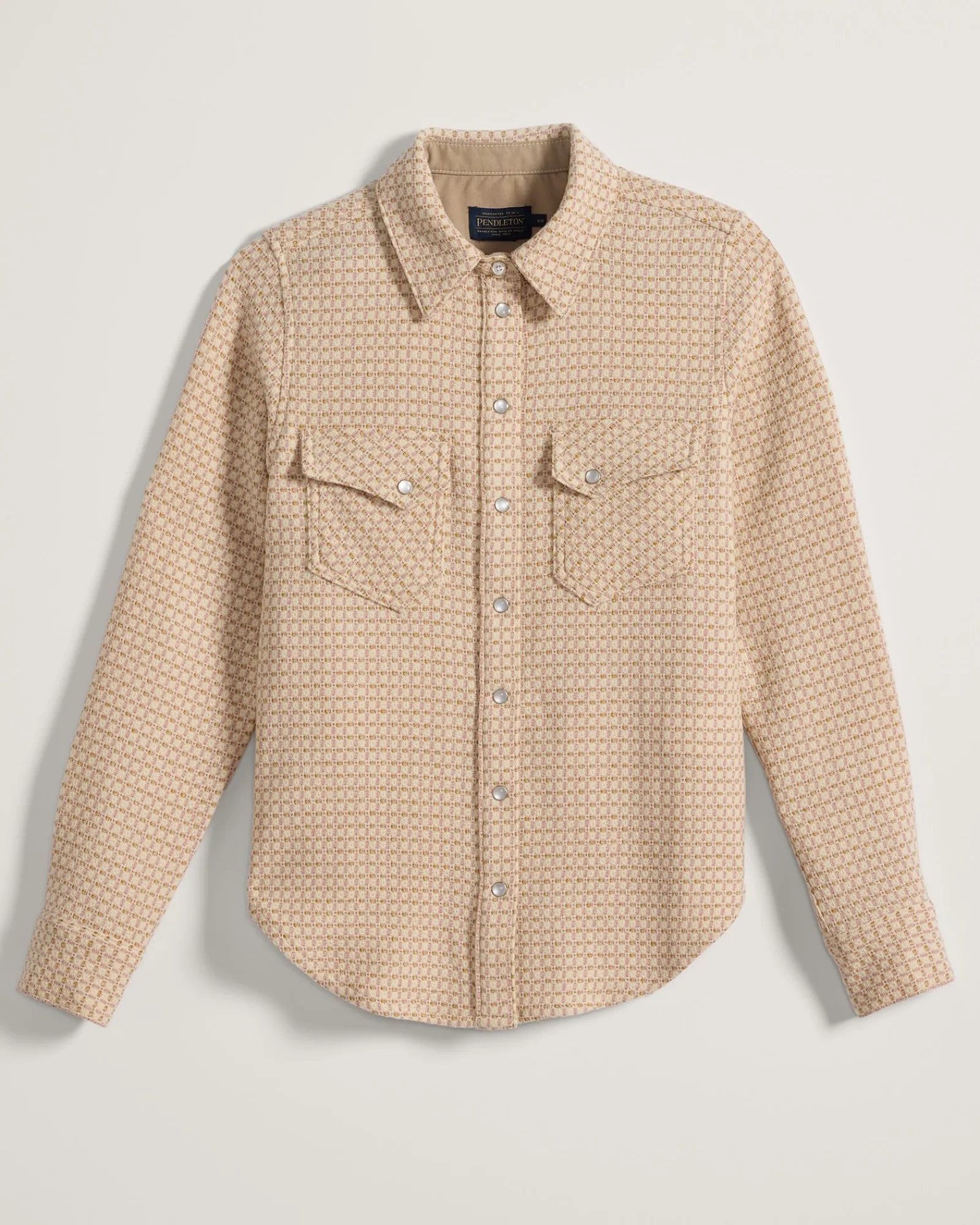 Pendleton WOMEN'S TEXTURED WOOL GAMBLER SHIRT ROSE TEXTURED CHECK Outlet