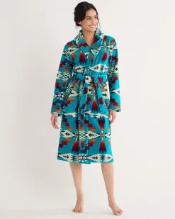 Pendleton WOMEN'S TUCSON COTTON TERRY VELOUR BATHROBE TURQUOISE Hot