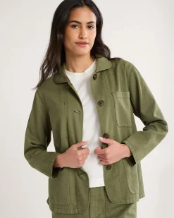 Pendleton WOMEN'S UTILITY COTTON/LINEN CHORE JACKET KHAKI GREEN Outlet