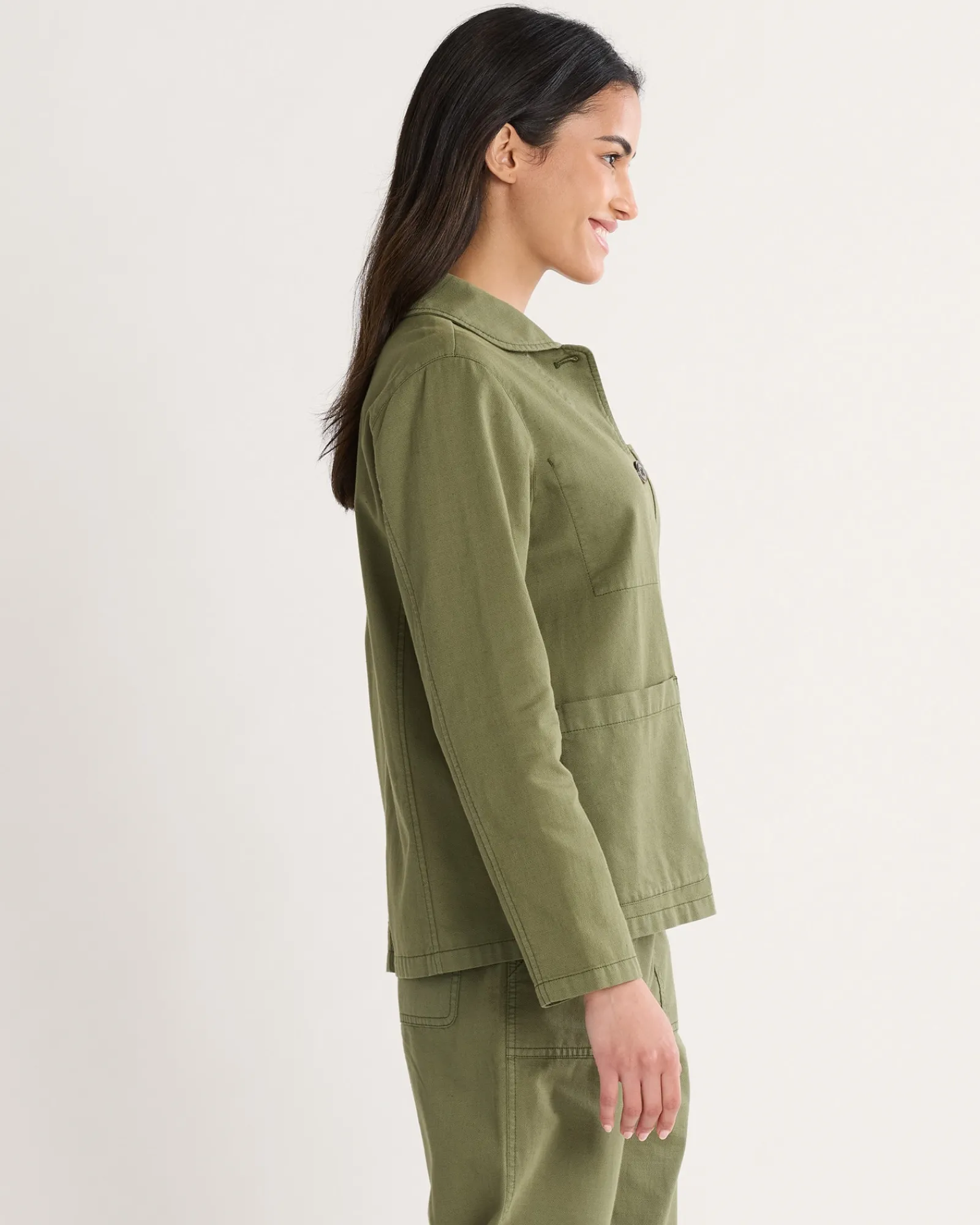 Pendleton WOMEN'S UTILITY COTTON/LINEN CHORE JACKET KHAKI GREEN Outlet