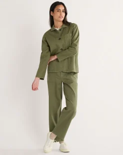 Pendleton WOMEN'S UTILITY COTTON/LINEN CHORE JACKET KHAKI GREEN Outlet