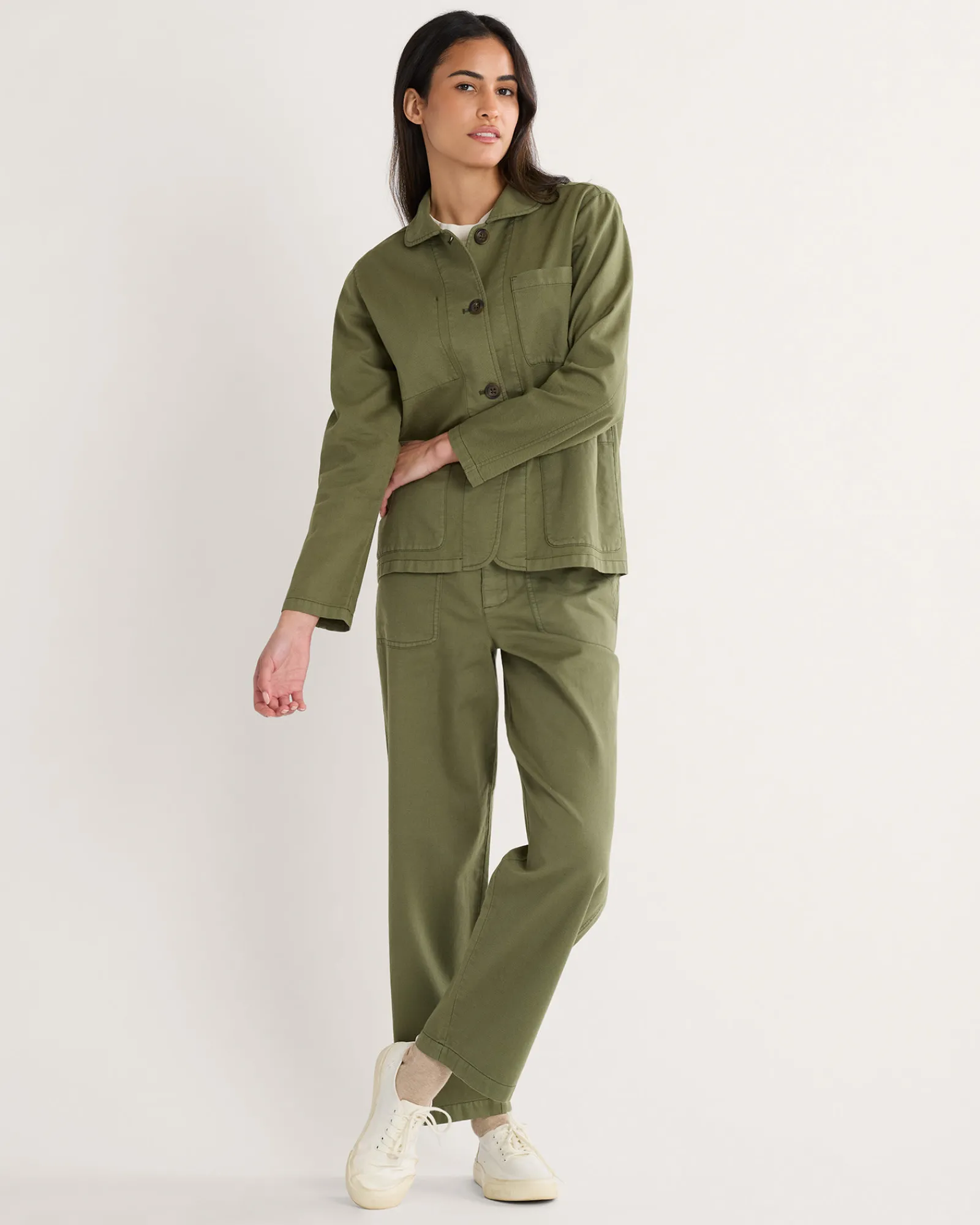 Pendleton WOMEN'S UTILITY COTTON/LINEN CHORE JACKET KHAKI GREEN Outlet
