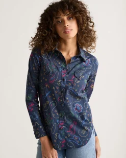Pendleton WOMEN'S WESTERN PRINT GAMBLER SHIRT NAVY BRIGHTS Best