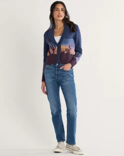 Pendleton WOMEN'S WESTERN SCENIC COTTON CARDIGAN NAVY STARRY NIGHT Outlet