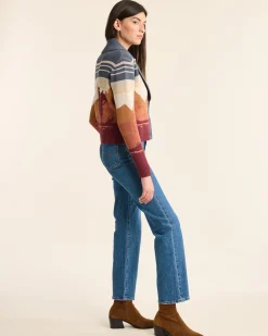 Pendleton WOMEN'S WESTERN SCENIC COTTON CARDIGAN BLUE/RUST MULTI Hot