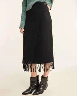 Pendleton WOMEN'S WOOL FRINGED WRAP SKIRT BLACK Discount