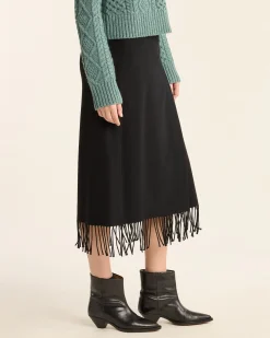 Pendleton WOMEN'S WOOL FRINGED WRAP SKIRT BLACK Discount