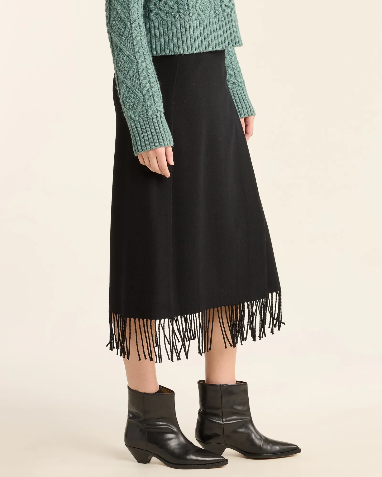 Pendleton WOMEN'S WOOL FRINGED WRAP SKIRT BLACK Discount