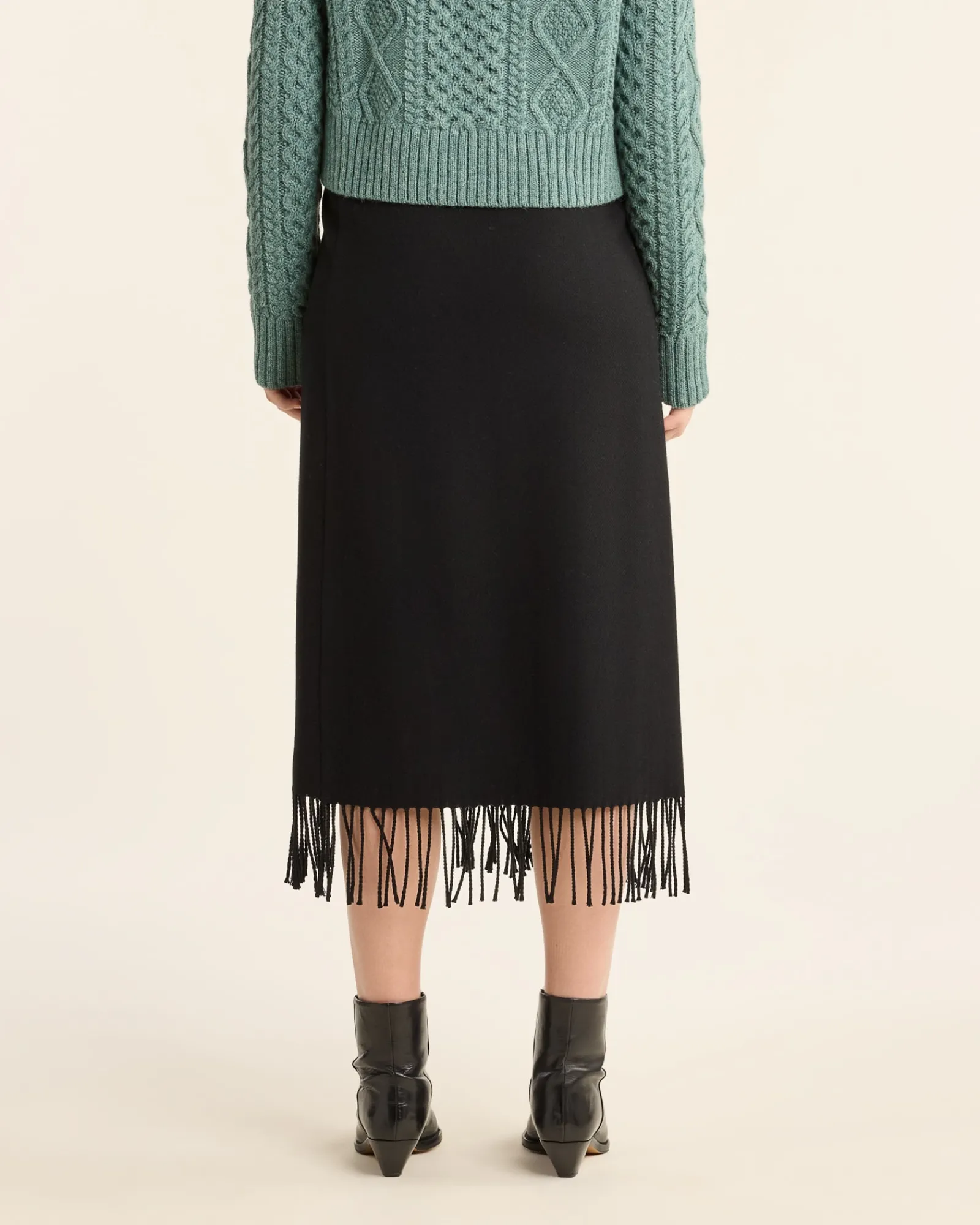 Pendleton WOMEN'S WOOL FRINGED WRAP SKIRT BLACK Discount