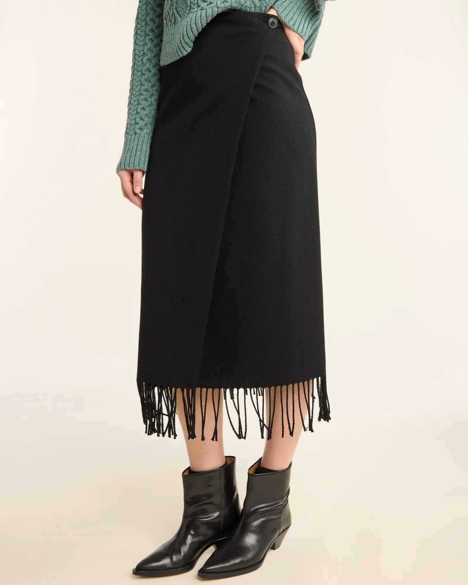 Pendleton WOMEN'S WOOL FRINGED WRAP SKIRT BLACK Discount