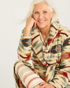 Pendleton WOMEN'S WYETH TRAIL COTTON TERRY VELOUR BATHROBE OATMEAL Best